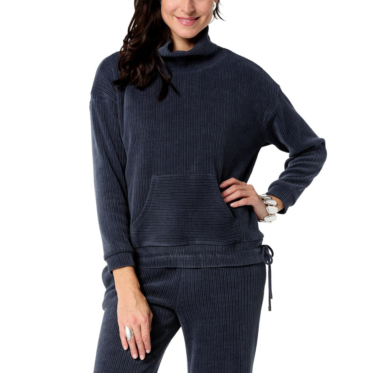 "As Is" WynneLayers Plush Ottoman Knit Mock-Neck Top with Drawstring