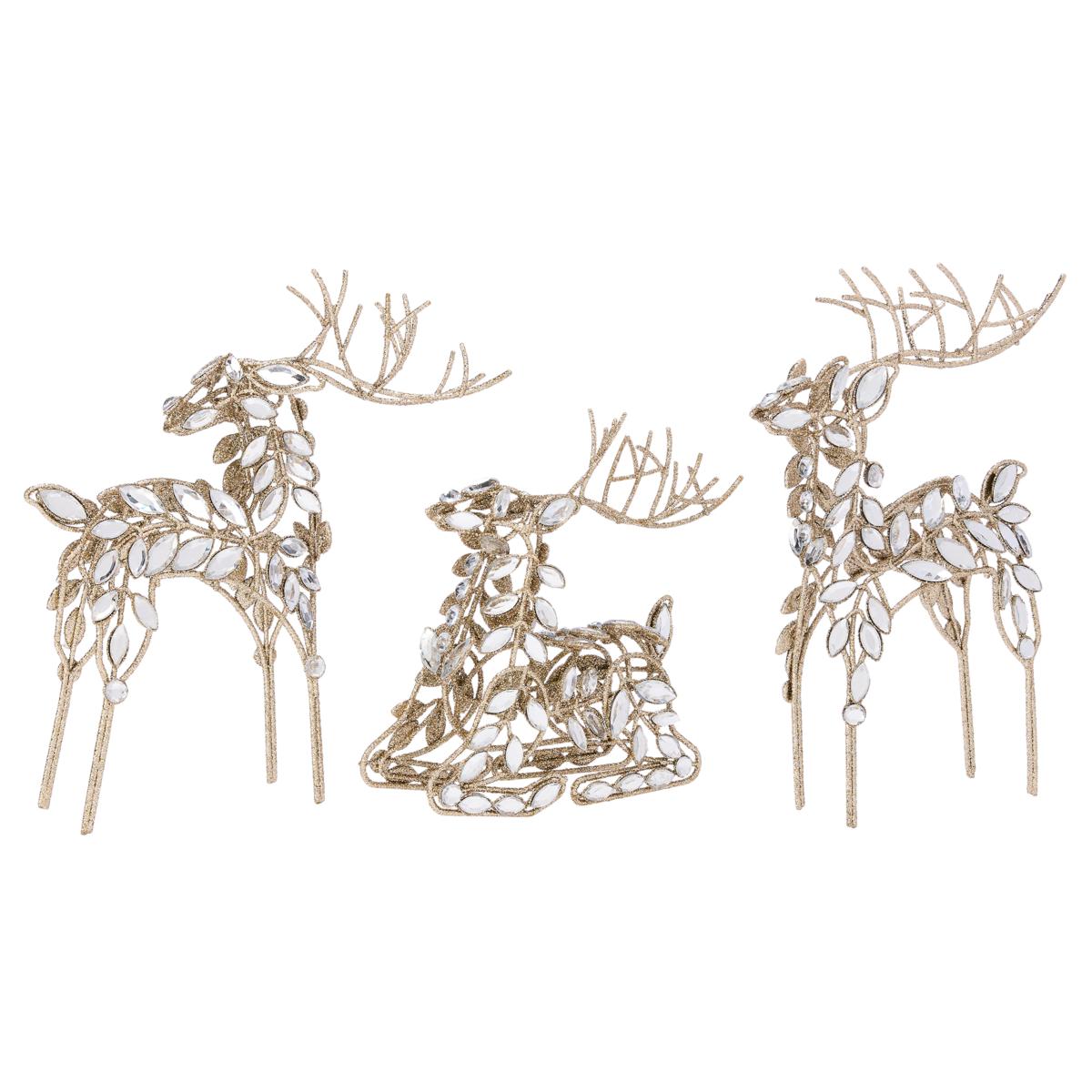 august & leo Jeweled Reindeer Décor 3-piece Set with Gift