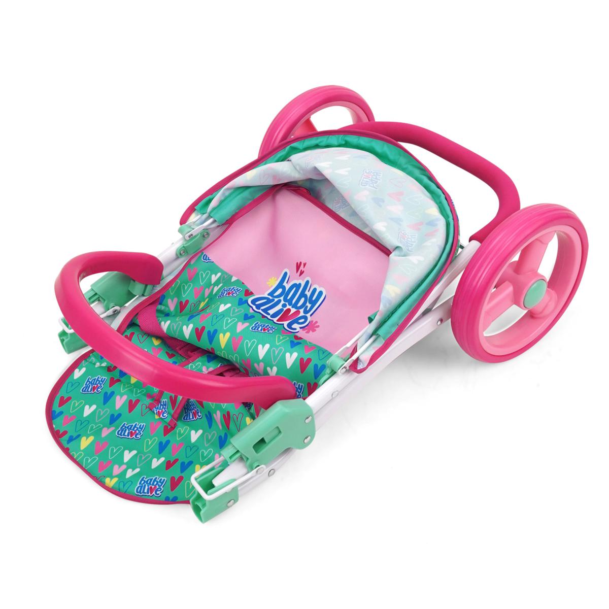 Baby Alive Doll Jogging Stroller - Green, Pink, Hearts | HSN