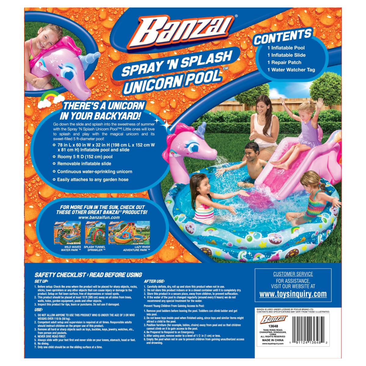 Banzai Spray 'N Splash 60" Unicorn Pool - 20454138 | HSN