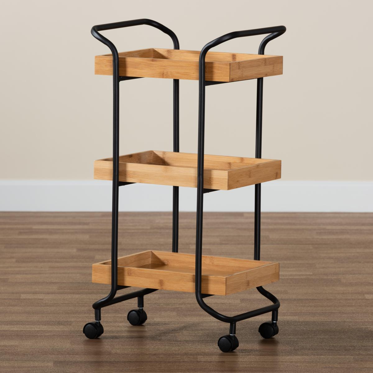 Baxton Studio Baxter Modern Metal 3-Tier Mobile Kitchen Cart - 20706404