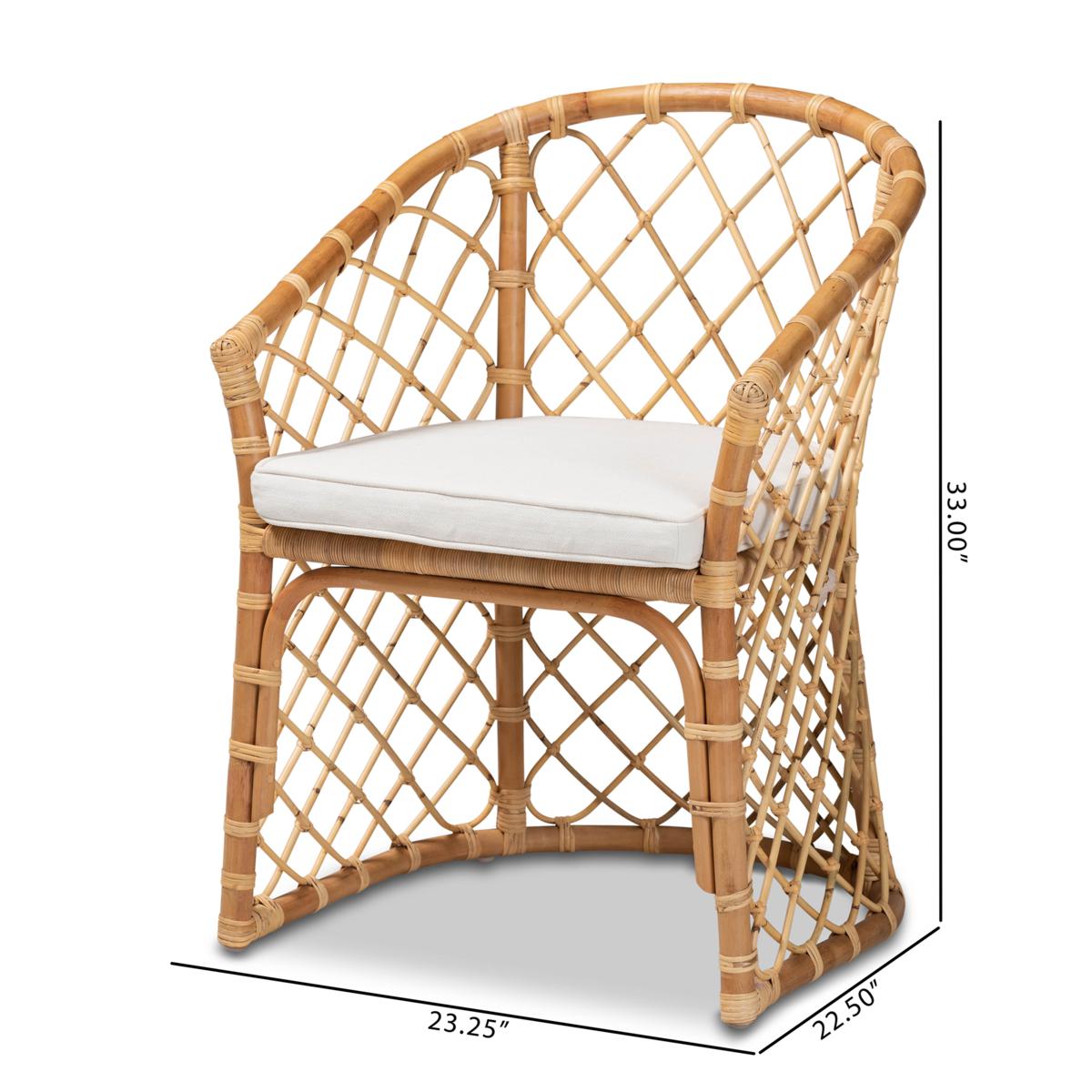 Baxton Studio Orchard Modern Upholstered and Rattan Dining Chair