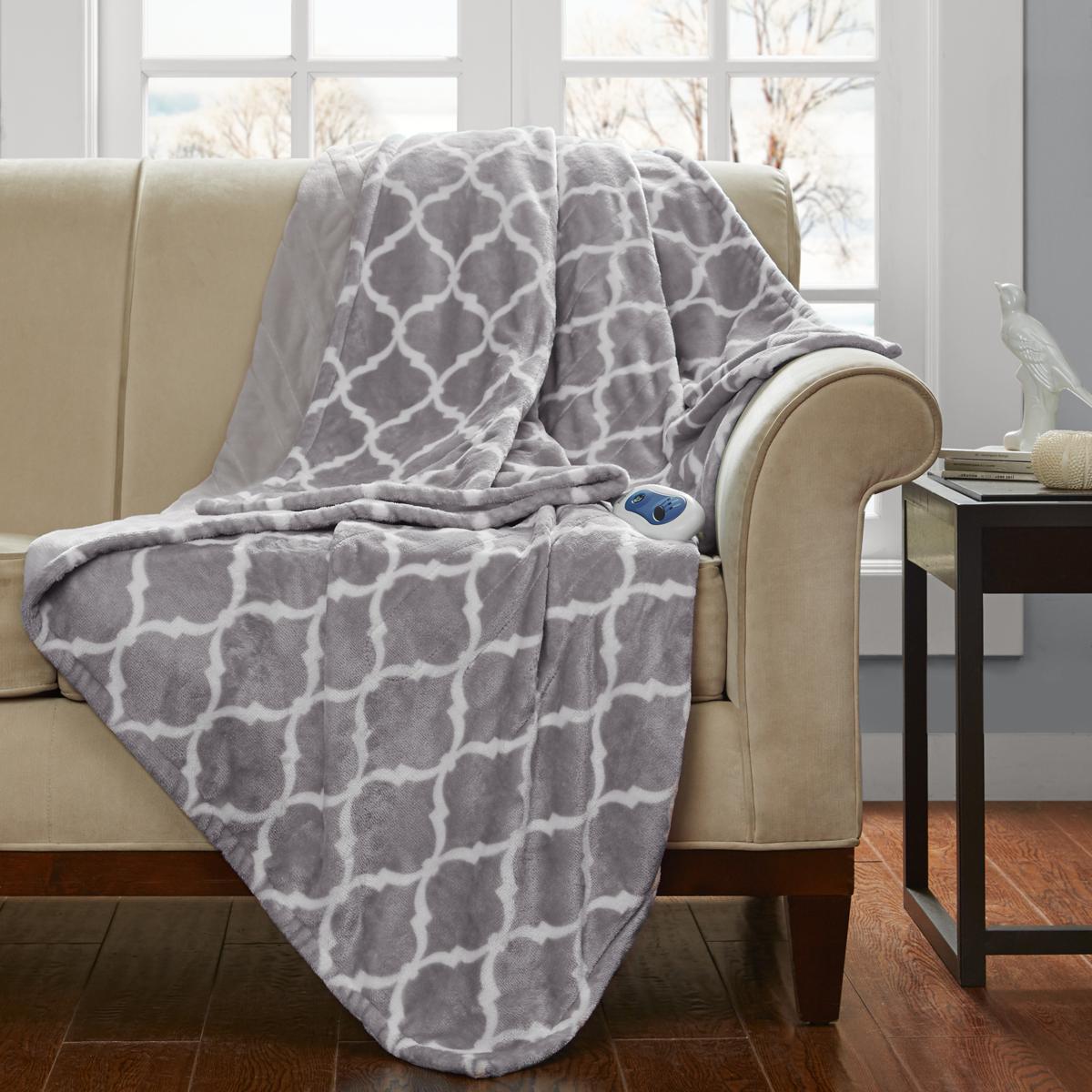 Beautyrest Heated Printed Microlight Oversized Throw