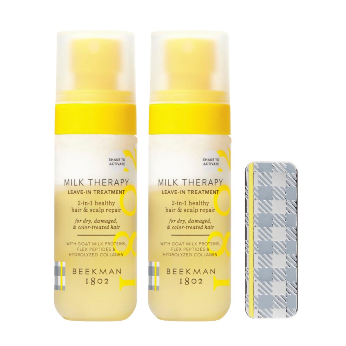 Beekman 1802 Milk Therapy Leave-in Hair Treatment 2pk w/Hair Clip
