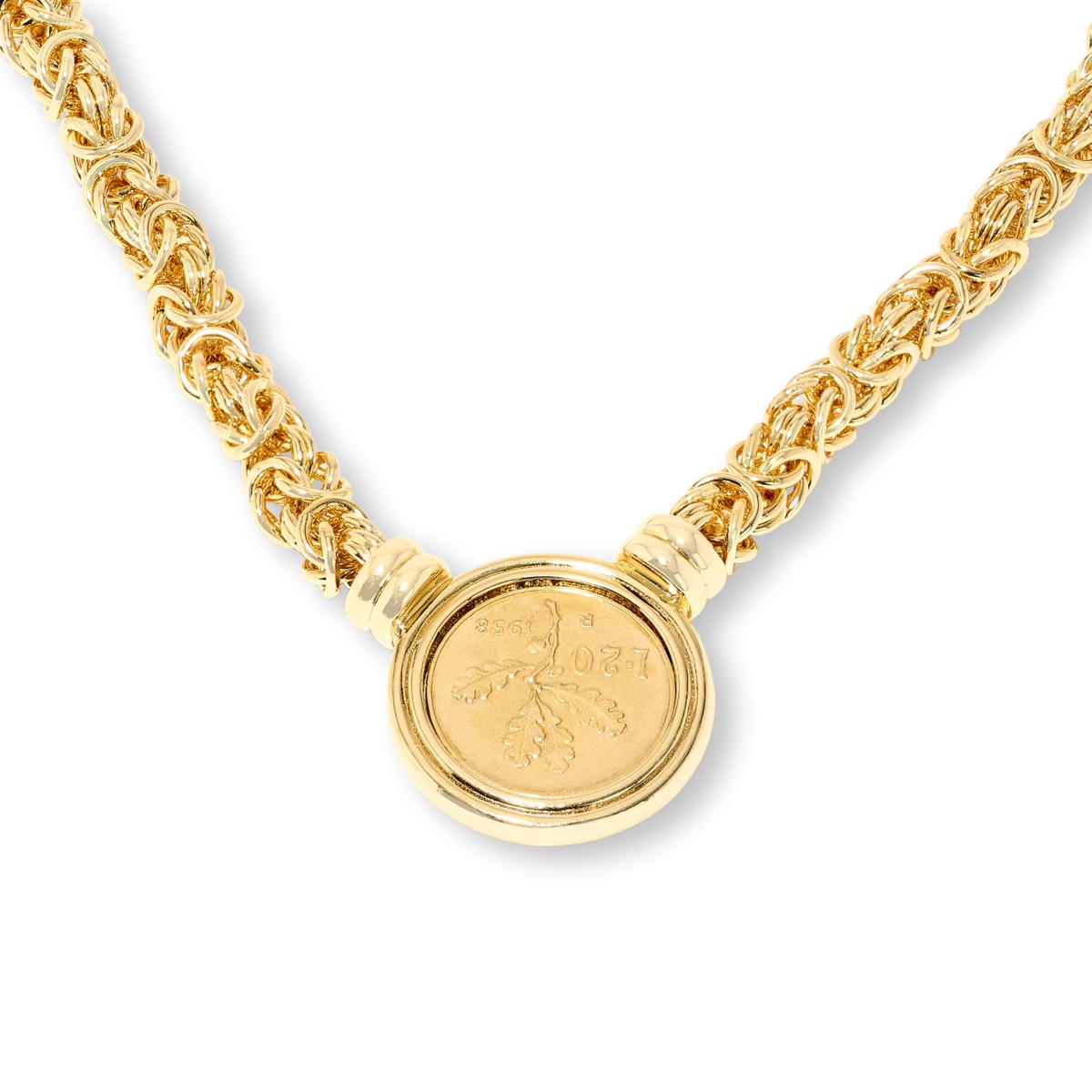 Bellezza 20 Lira Coin Bronze Byzantine Chain Necklace | HSN