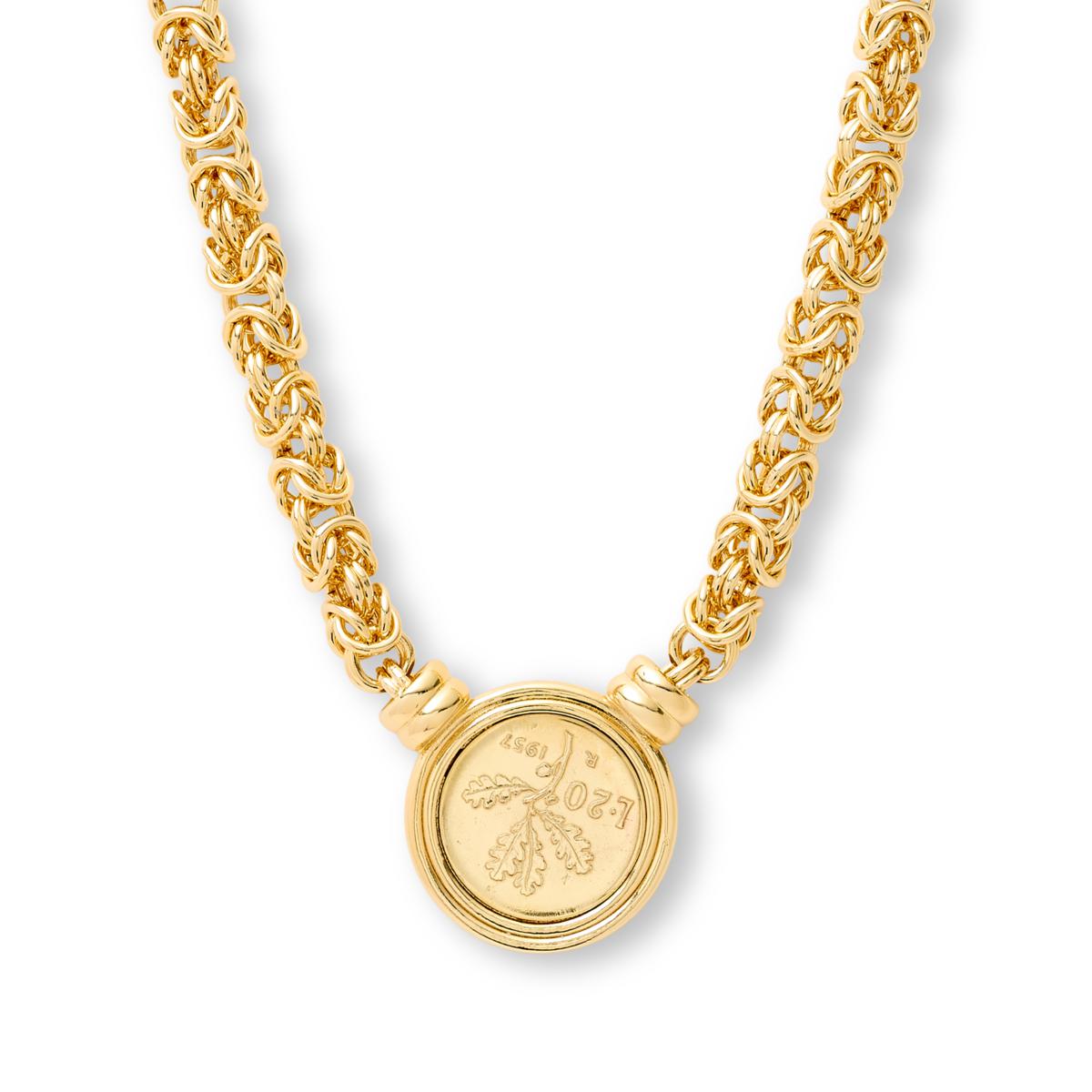 Bellezza 20-Lira Coin Pendant with Byzantine Chain Necklace | HSN