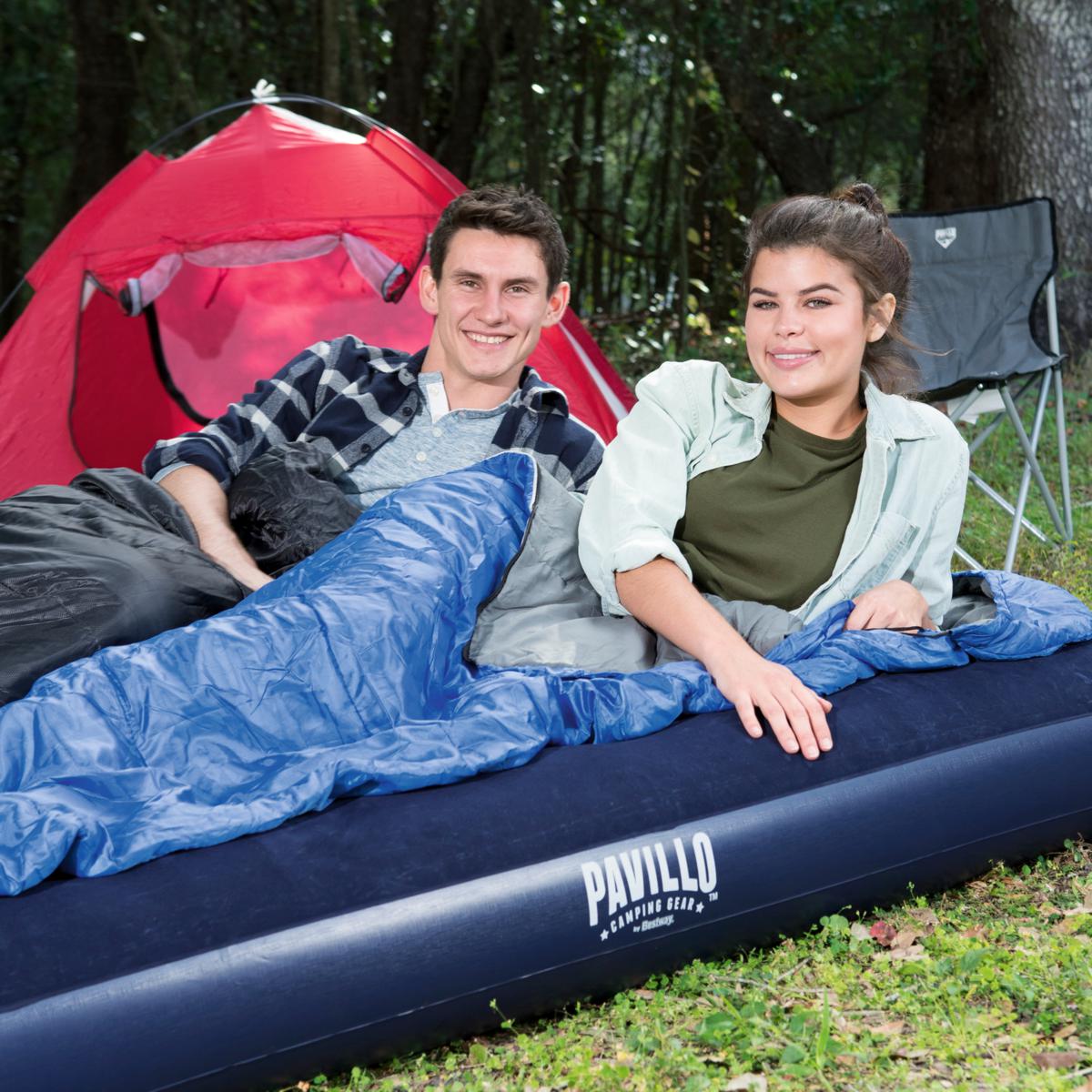 Outback Queen Velour Air Bed – Flocked Top Inflatable Mattress For Camping Or Guests (Blue)