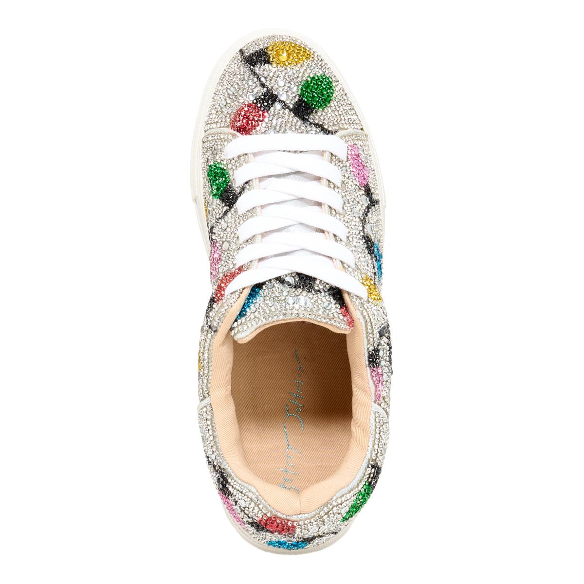 Betsey Johnson Sidny Sneaker Donna - Leopardo Con Strass, Piattaforma 2,5 Cm, Chiusura Con Lacci, Taglia 41 EU, Consigliato Prendere Un Numero In Più
