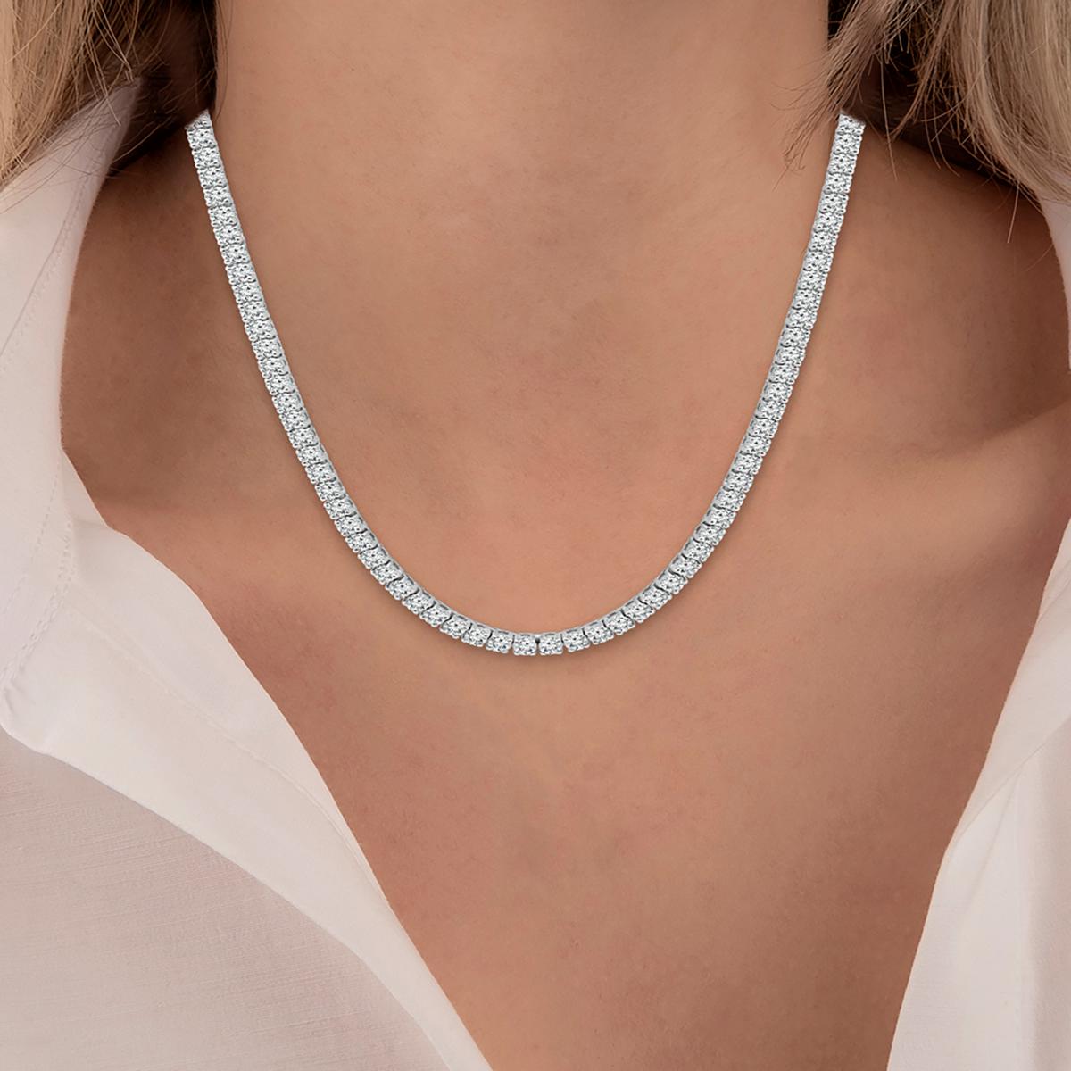 Bright Halo Lab Grown Diamond 9ctw Tennis Necklace | HSN