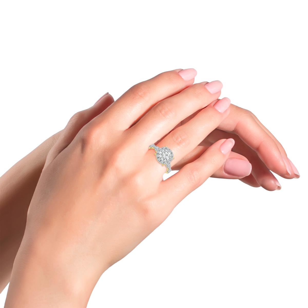 Bright Halo Lab Grown Diamonds 14K Gold 2-1/2ctw Halo Ring - 23532187 | HSN