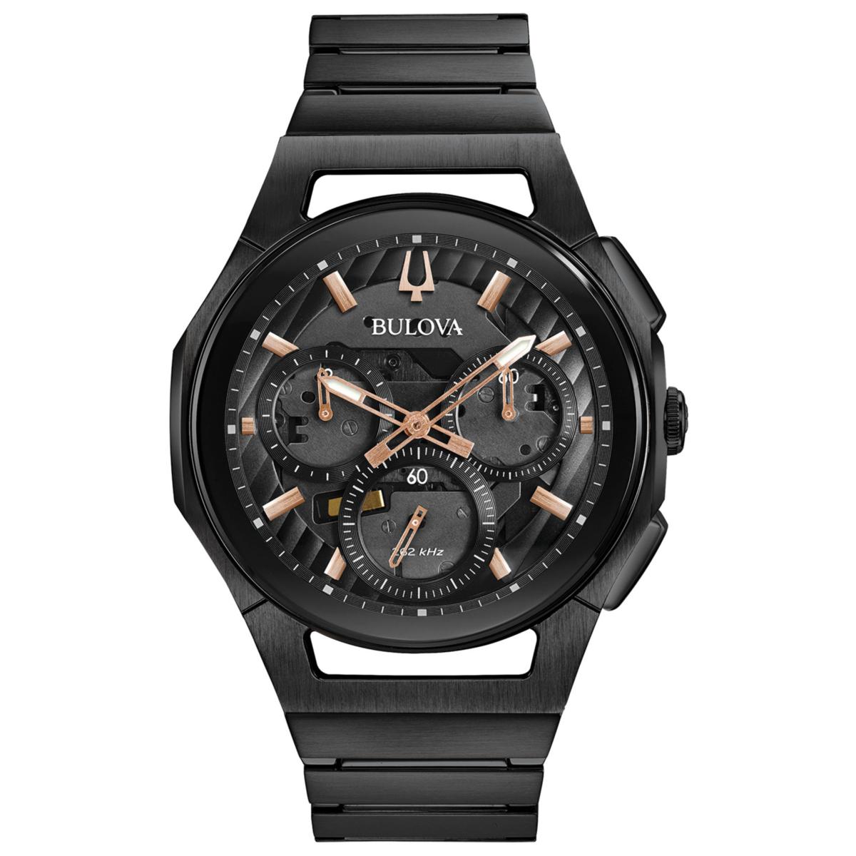 Bulova Men's CURV Chronograph Black Stainless Steel Bracelet Watch