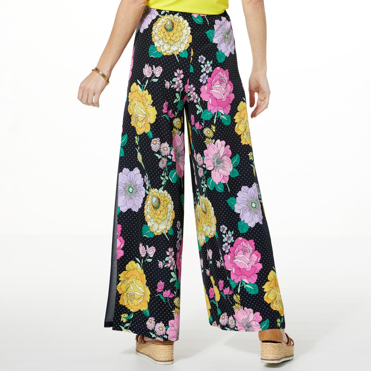 C Wonder by Christian Siriano Floral Crepe Wide Leg Gusset Pant | HSN