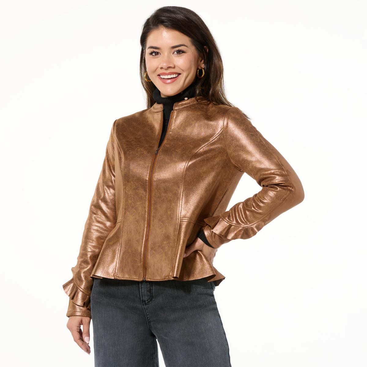C Wonder by Christian Siriano Metallic Knit Ruffle Jacket