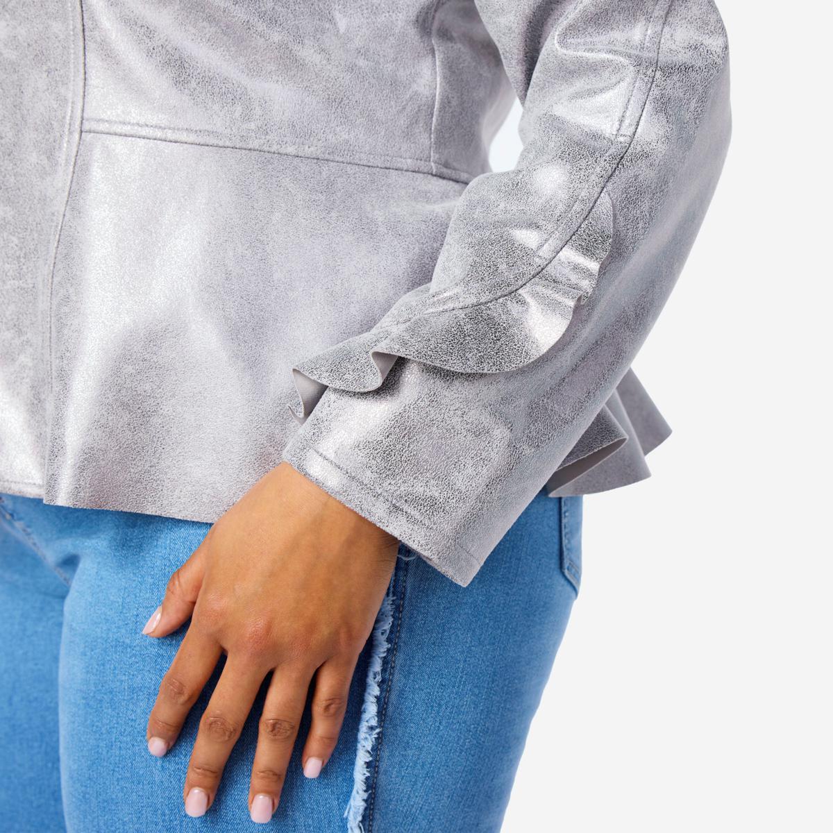 C Wonder by Christian Siriano Metallic Knit Ruffle Jacket C Wonder by Christian Siriano Metallic Knit Ruffle Jacket