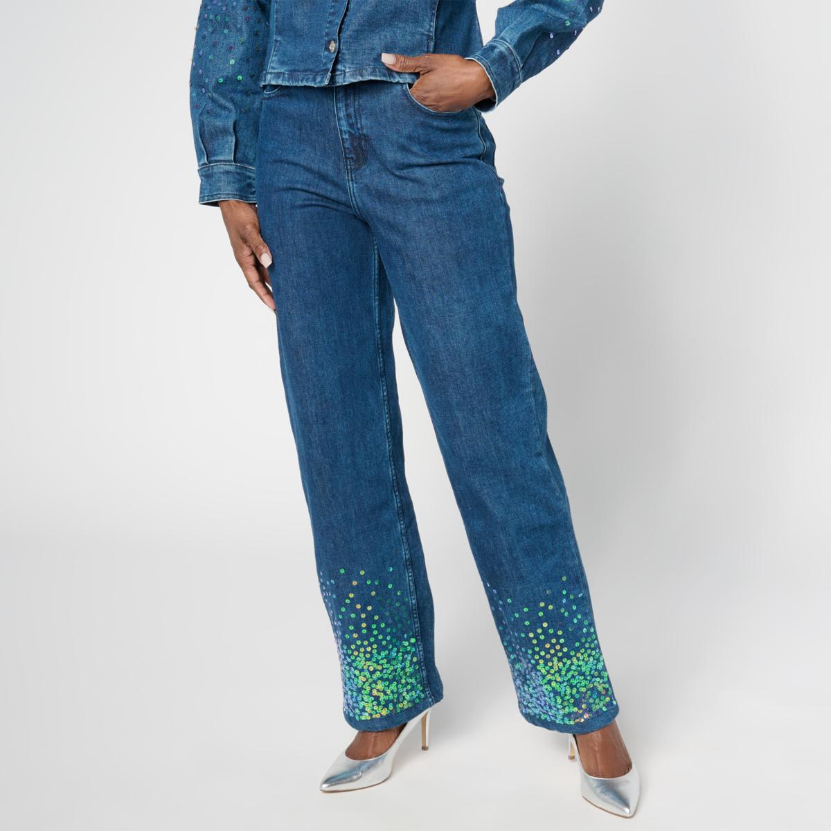 C Wonder Sequin Wide-Leg Jean | HSN
