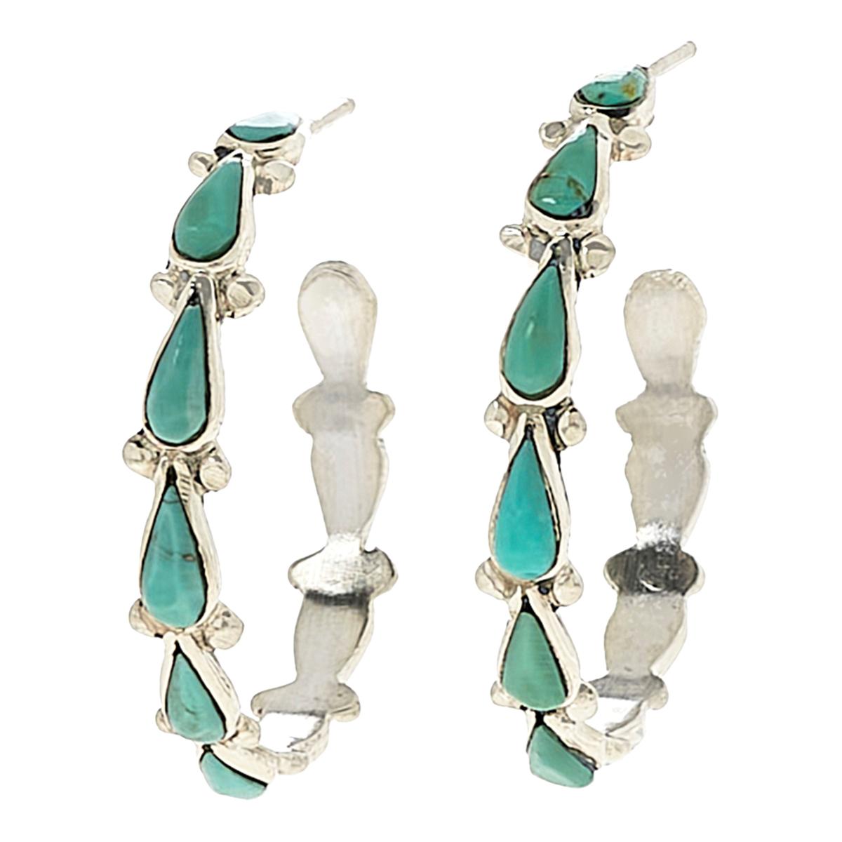 Chaco Canyon Campitos Turquoise Zuni Hoop Earrings HSN