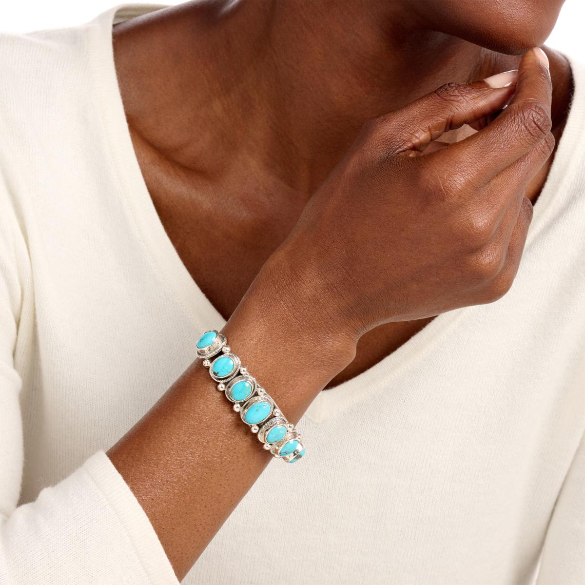 Chaco Canyon 7-Stone Sleeping Beauty Turquoise Cuff Bracelet | HSN
