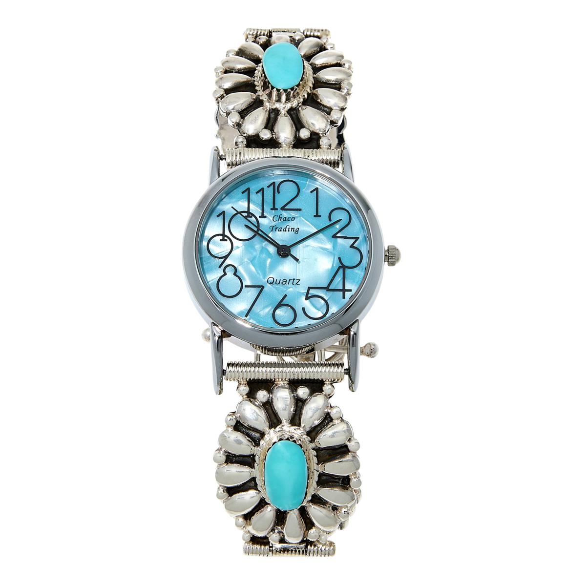 Chaco Canyon Campitos Turquoise Floral Bracelet Watch