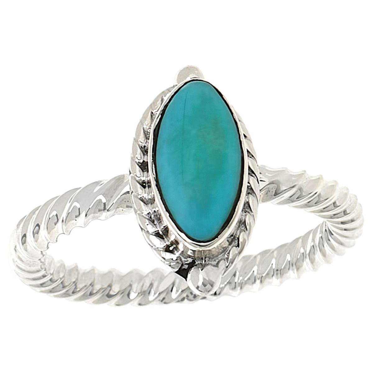 Chaco Canyon Sterling Silver Oval Campitos Turquoise Ring