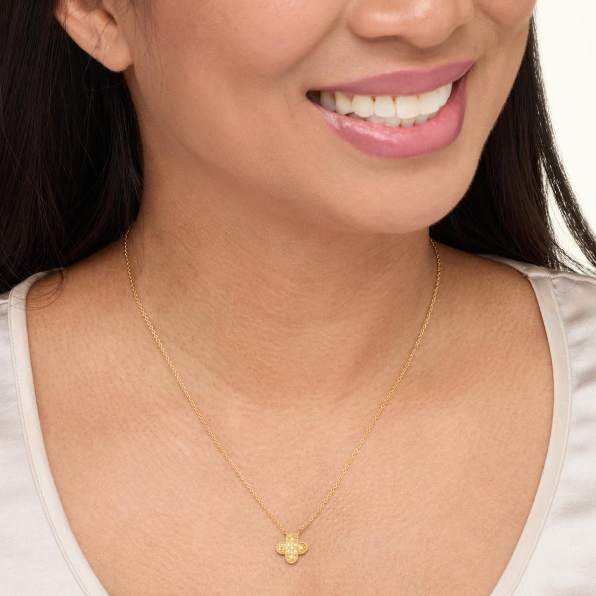 Colleen Lopez 1/6ctw Diamond Pavé Fleur Diamond Pendant Necklace | HSN