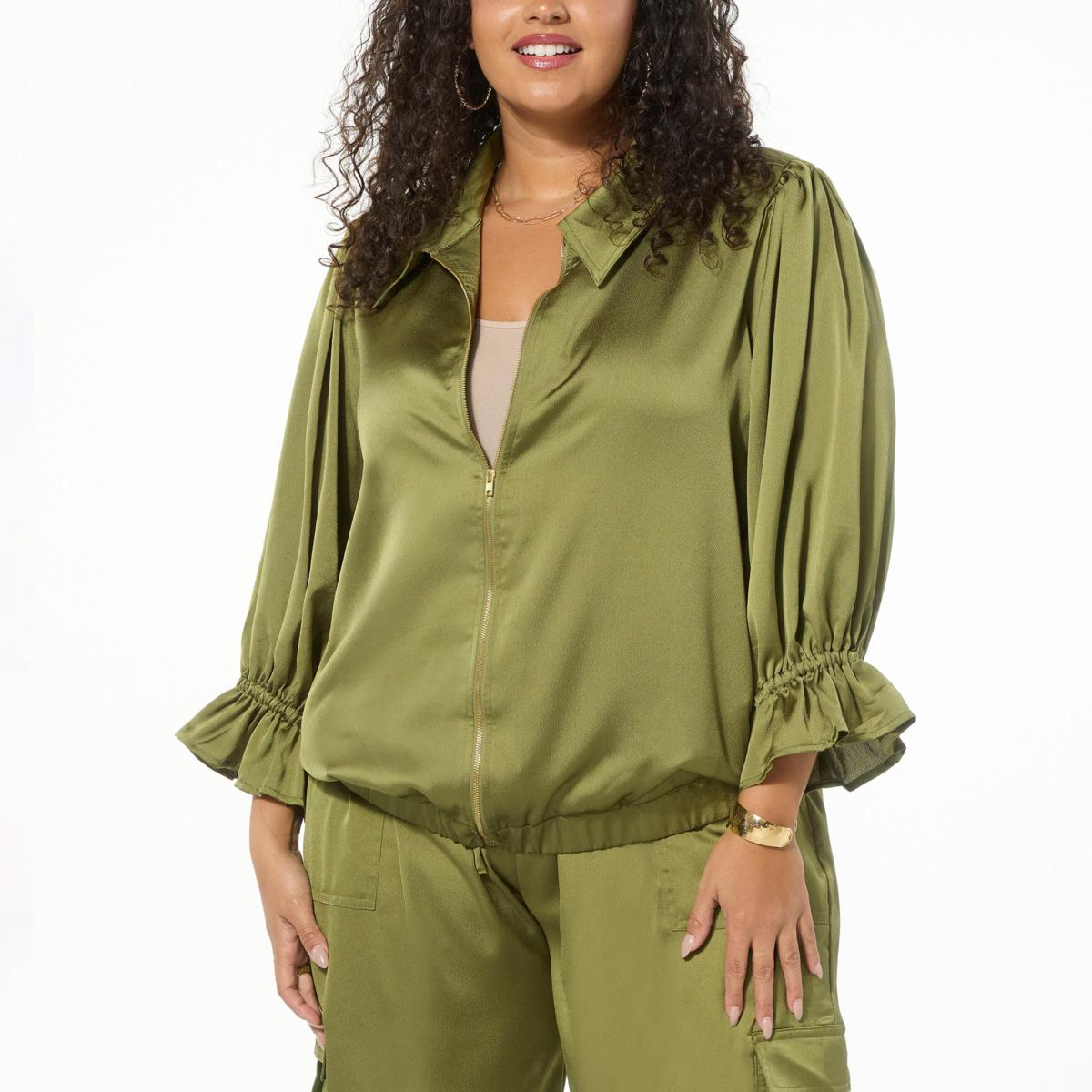 Colleen Lopez Balloon Sleeve Zip Front Jacket - 23070180 | HSN