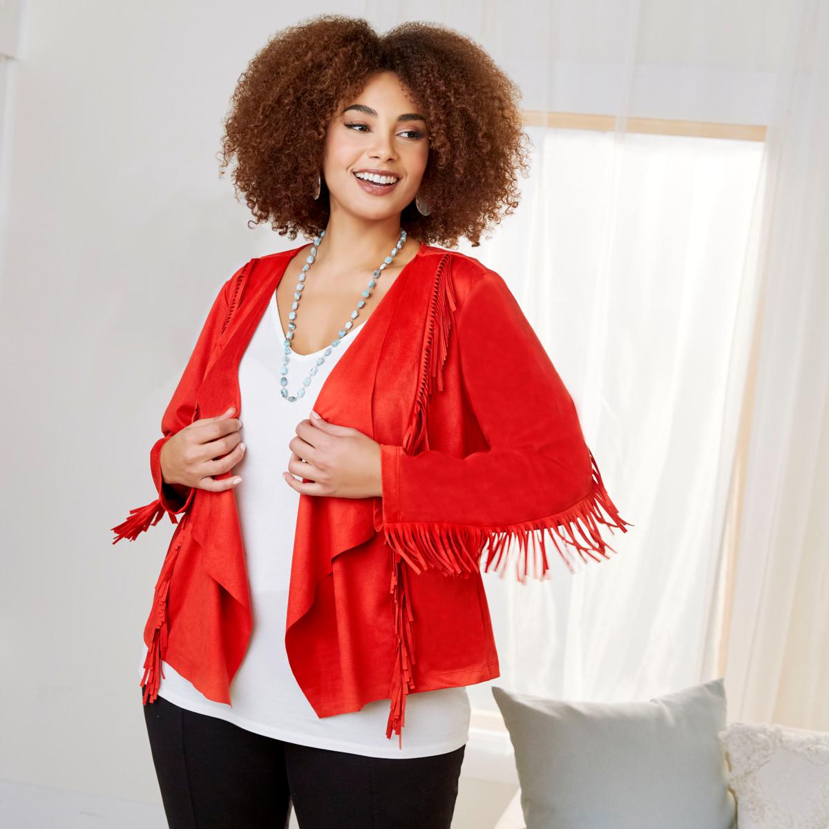 Red on sale fringe jacket