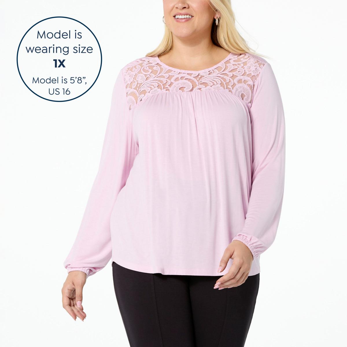 Colleen Lopez Knit Top with Lace Detail