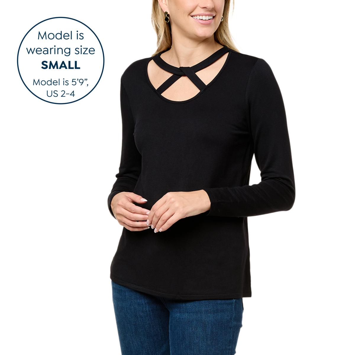 Colleen Lopez Long-Sleeve Knit Top with Banded Detail