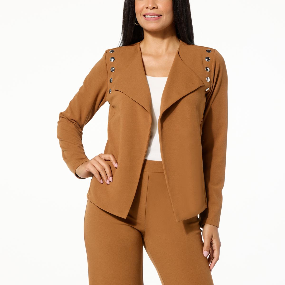 Colleen Lopez Open Front Crepe Jacket with Stud Detail - 22952193 | HSN