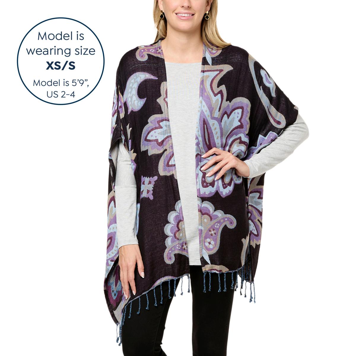 Colleen Lopez Paisley Jacquard Ruana with Fringe Trim - 20617073 | HSN