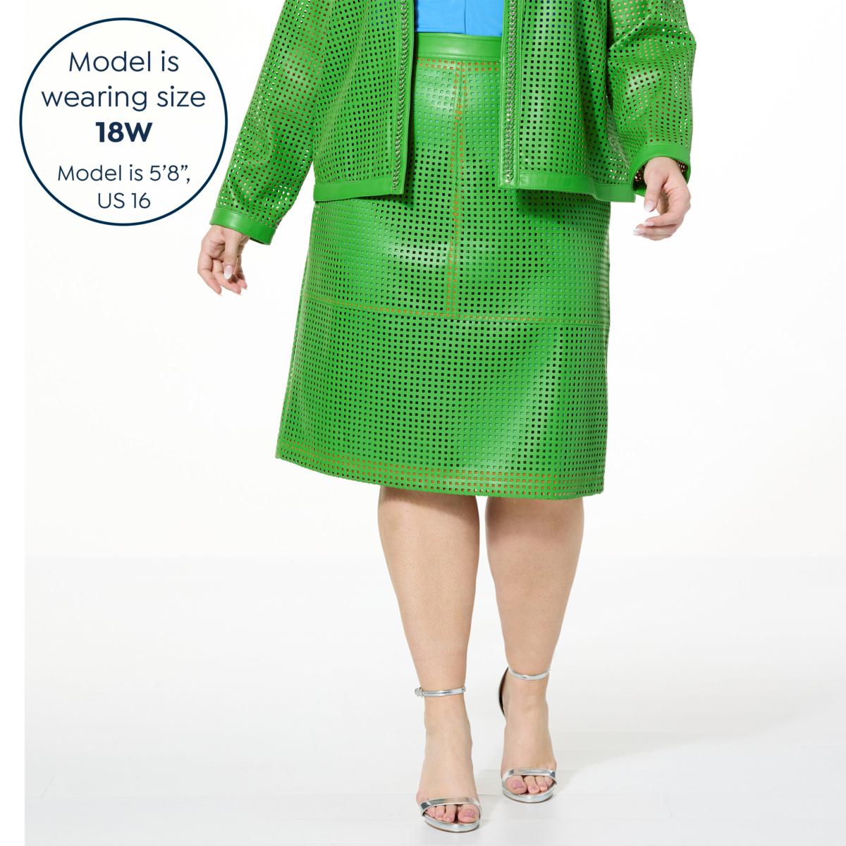 Colleen Lopez Perforated Faux Leather Skirt 21894757 HSN