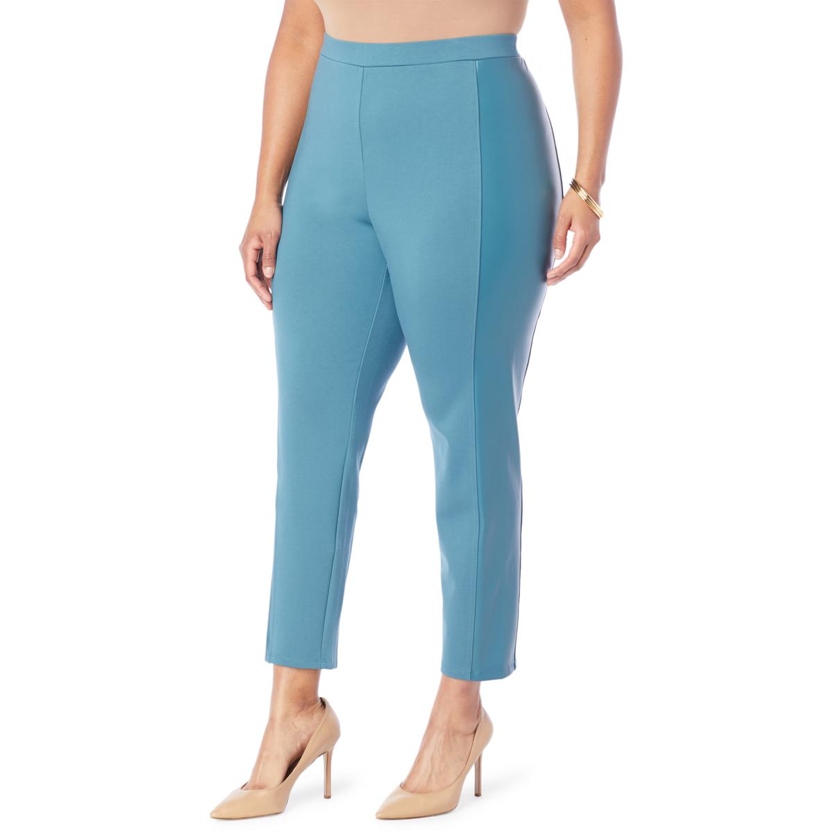 Colleen Lopez Skinny Ponte Pant with Faux Leather Side Panel