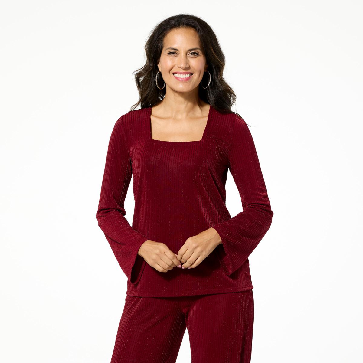 Colleen Lopez Square Neck Top with Bell Sleeves - 23262759 | HSN