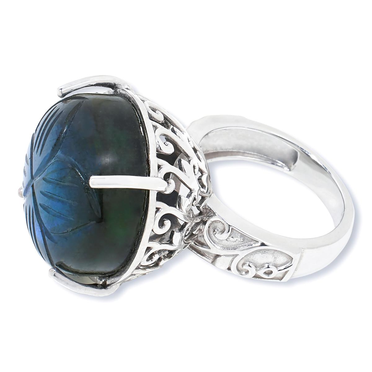 Carved Labradorite Tiger Rings