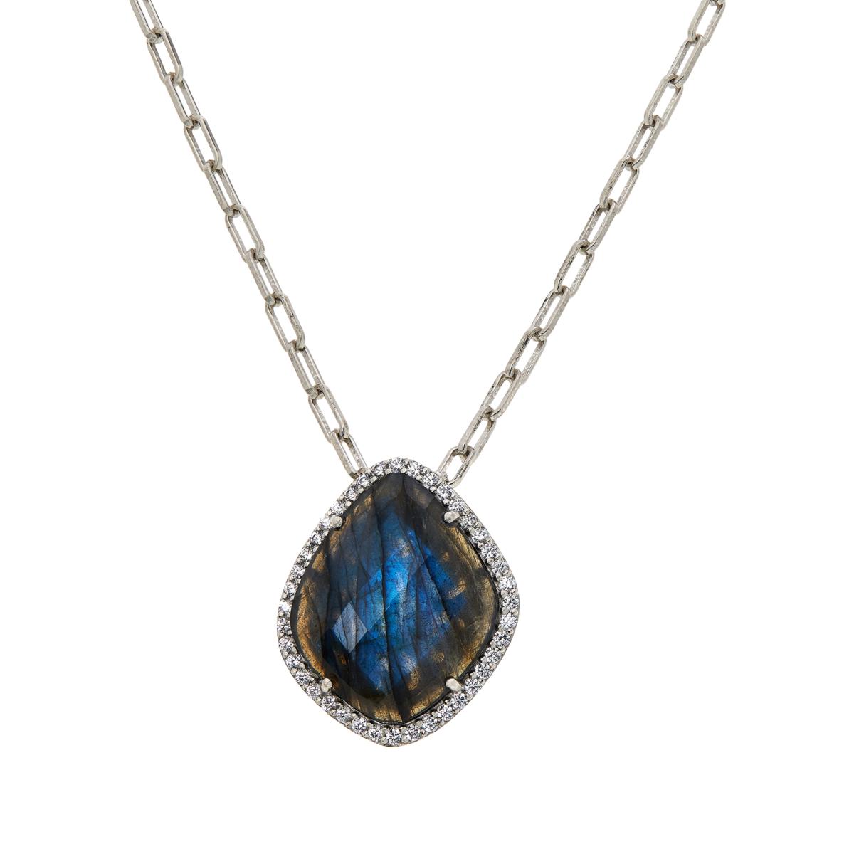 Colleen Lopez Sterling Silver Freeform Gemstone Necklace