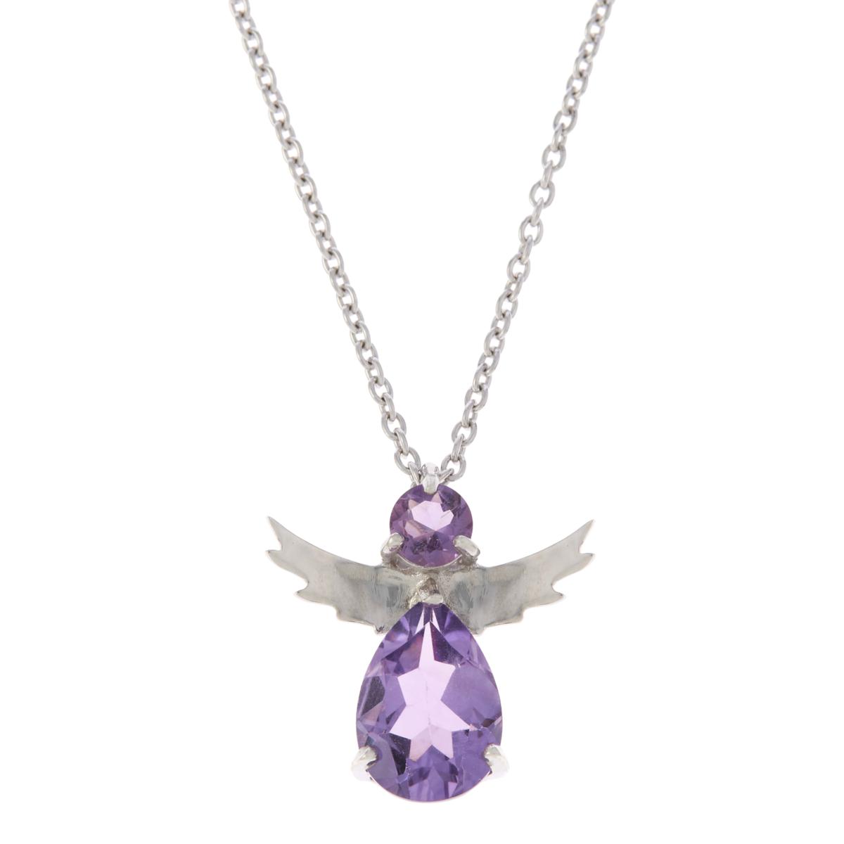 Buy Silver Zircon Angel Pendant with Link Chain for Women Online