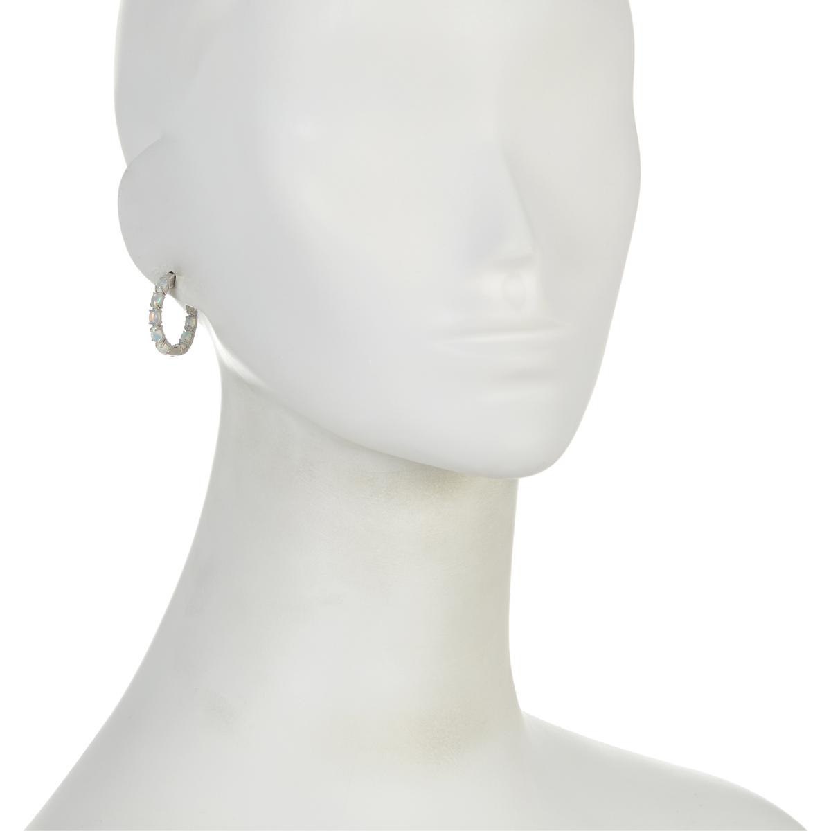Colleen Lopez Sterling Silver Opal Small Inside-Outside Hoop Earrings | HSN