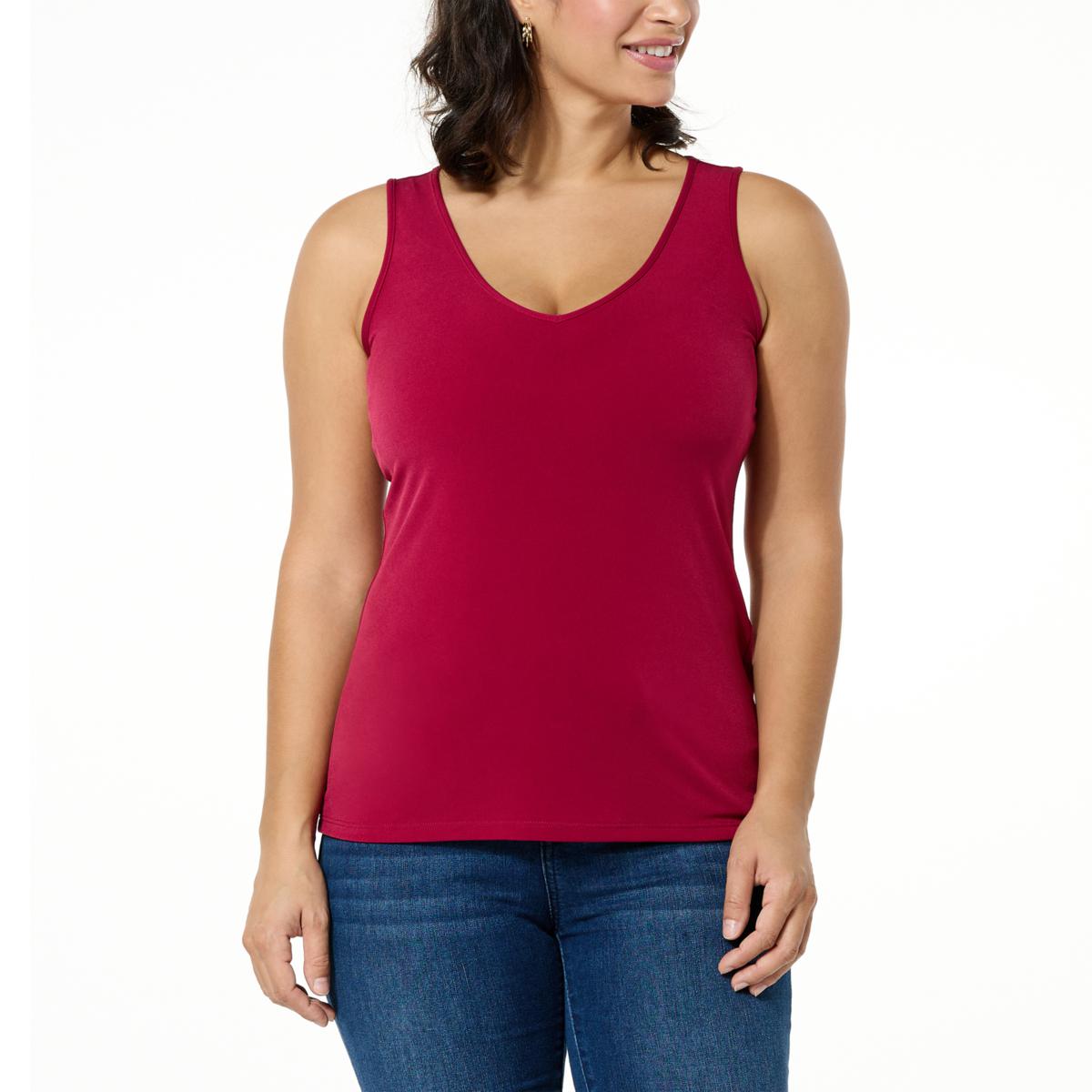 Colleen Lopez V-neck Jersey Knit Tank Top - 21037318 | HSN