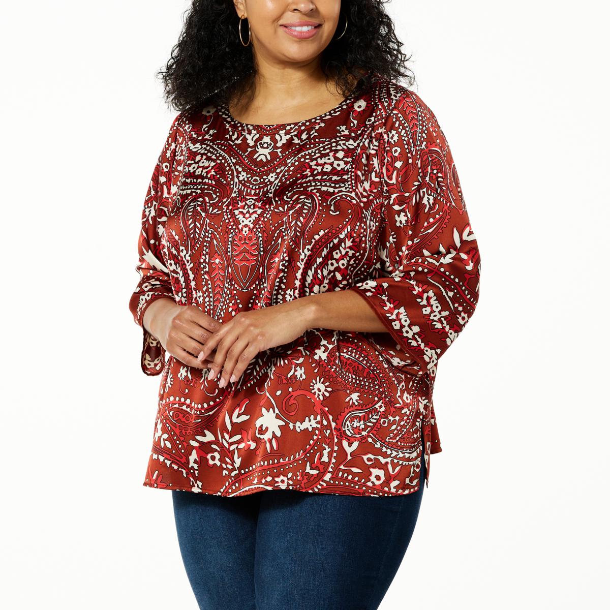 Colleen Lopez Woven Relaxed Fit Printed Top - 20818924 | HSN