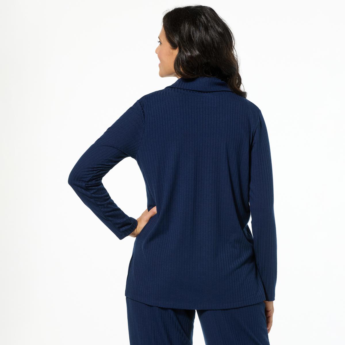 Comfort Code Ribbed Knit Collared Cardigan Top - 23396894 | HSN