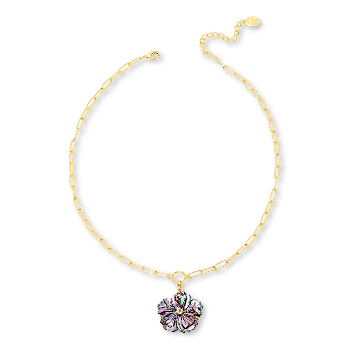Connie Craig Carroll Jewelry 18" Shell Flower Pendant Necklace
