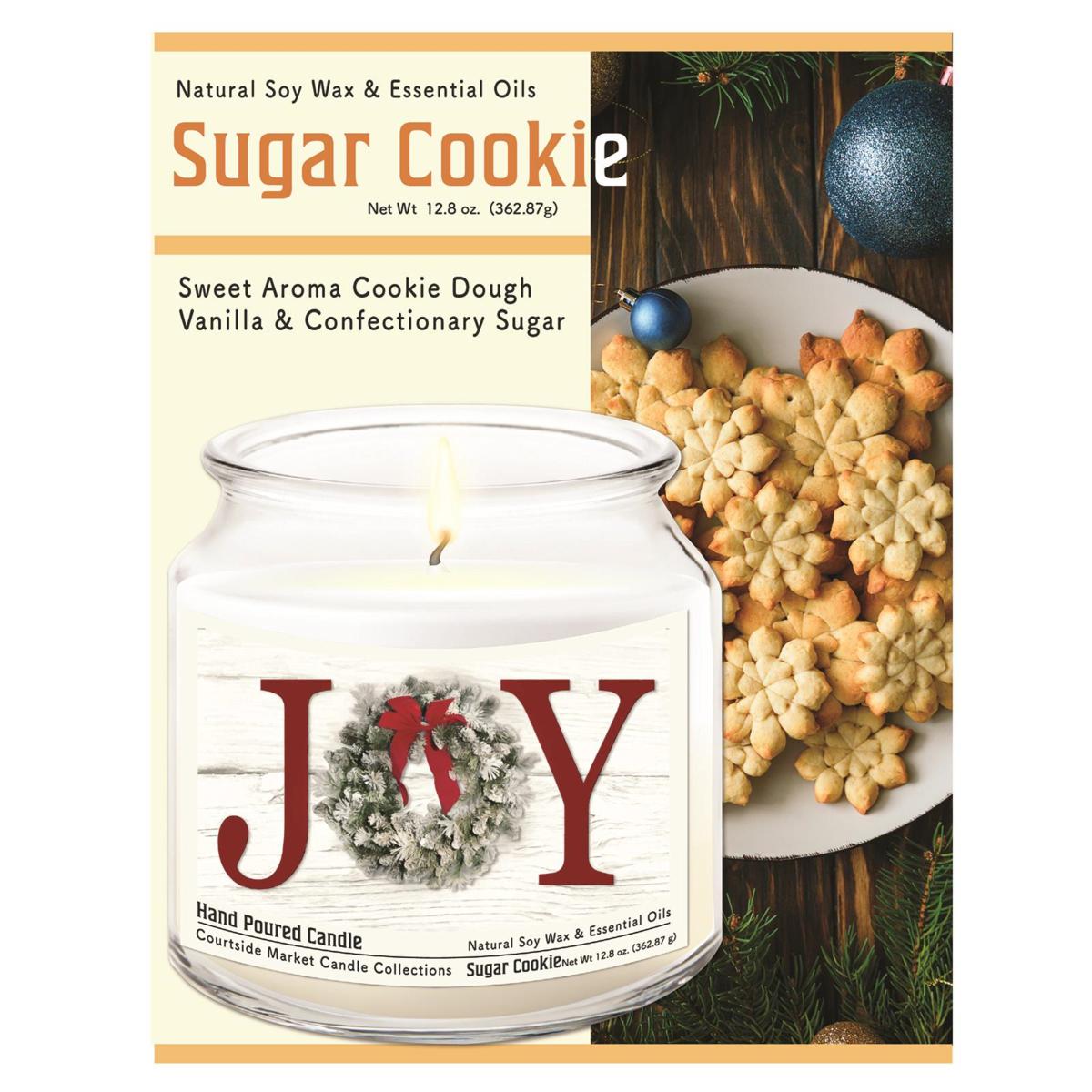 Courtside Market Christmas Joy Candle Glass Jar with Silver Lid