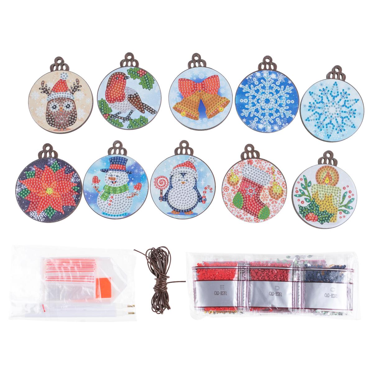 Craft Buddy Crystal Art Wooden Ornaments Kit Set of 10