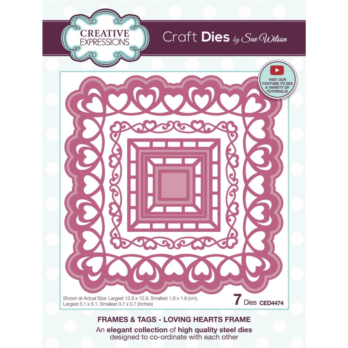 Creative Expressions Sue Wilson Frames & Tags Loving Hearts Frame Die
