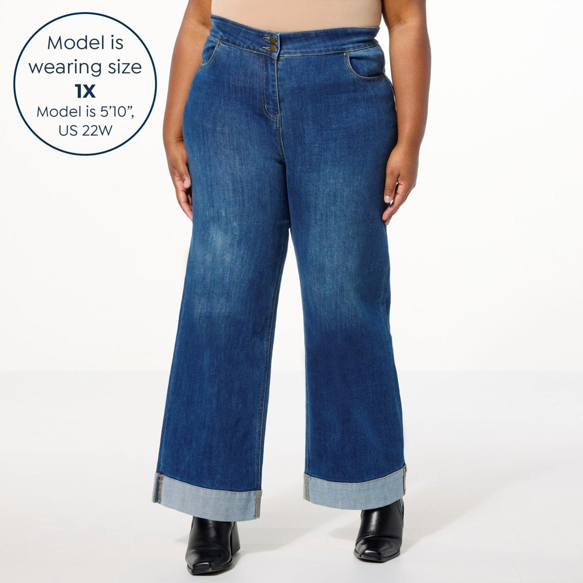 Curations x Sarah Anderson Stretch Denim Wide Leg Jean