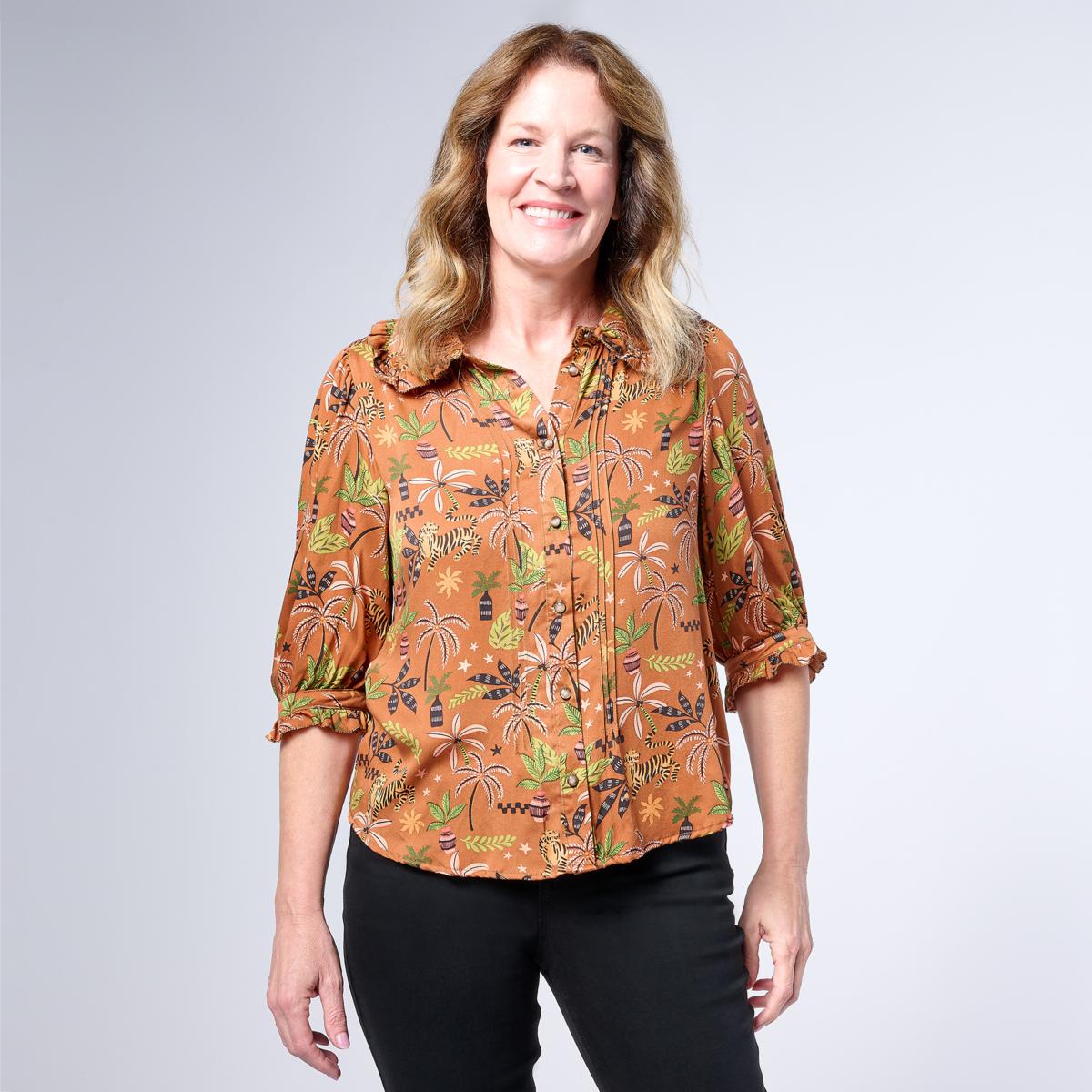 Democracy Ruffled Edge Pintuck Blouse | HSN