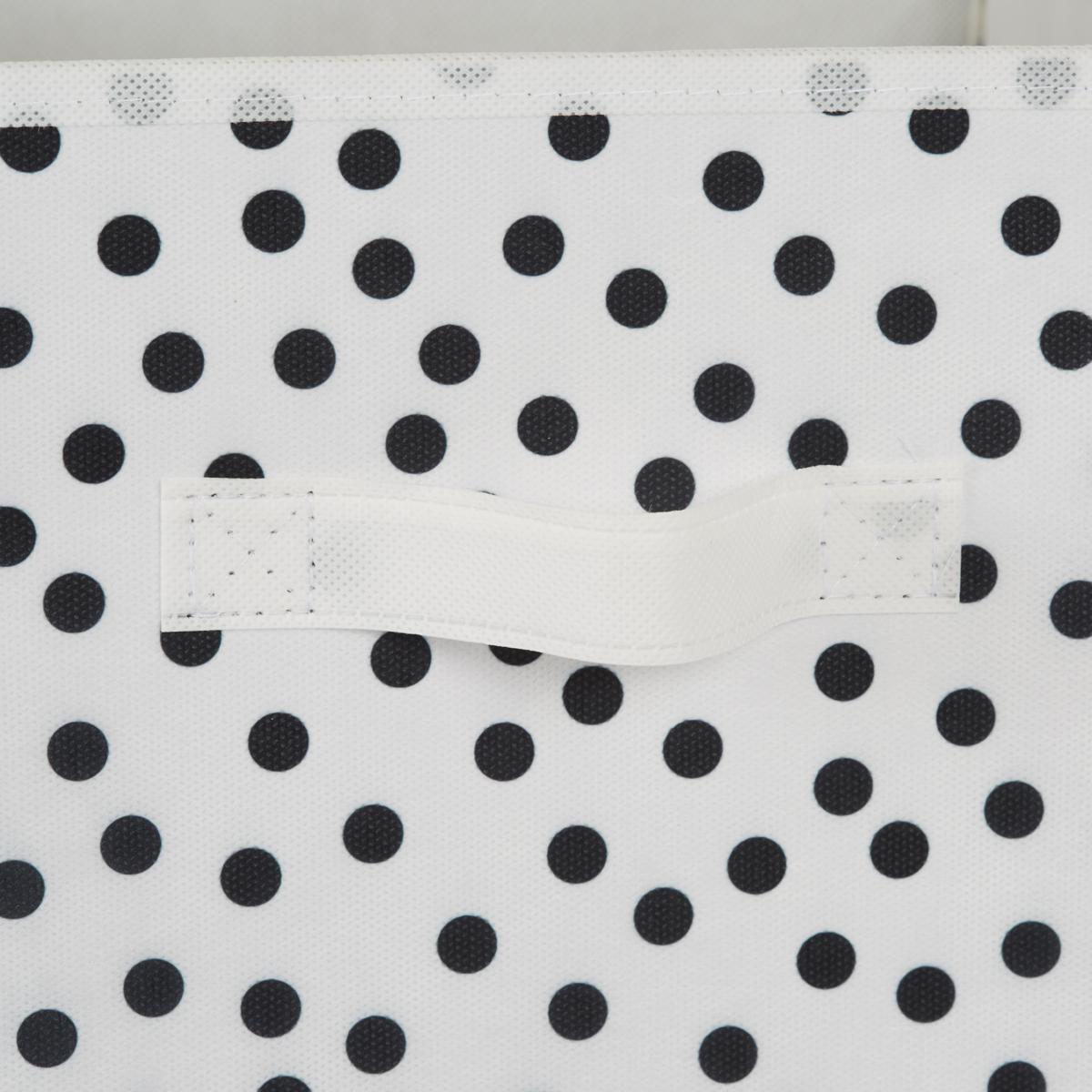 White Polka Dots on Black Small Plastic Storage Bin 6 Pack - by TCR