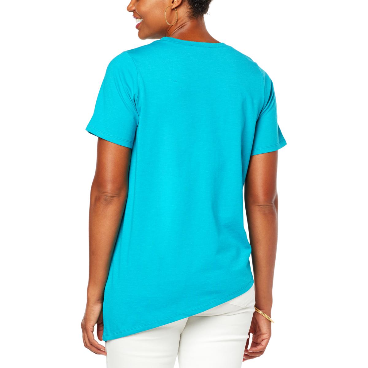 DG2 by Diane Gilman Asymmetric Drape-Front Tee