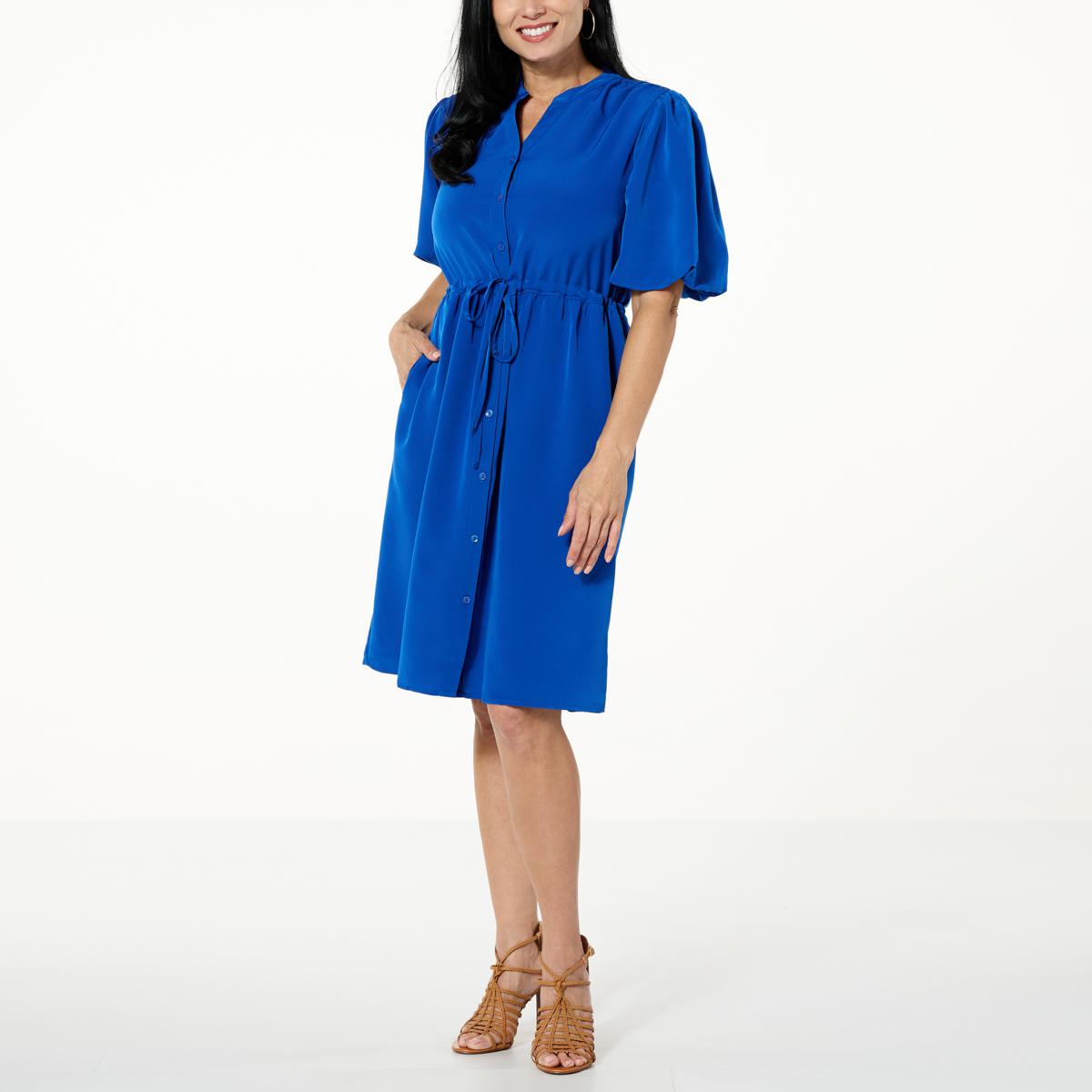 DG2 by Diane Gilman Bubble-Sleeve Woven Shirtdress - 20959443 | HSN