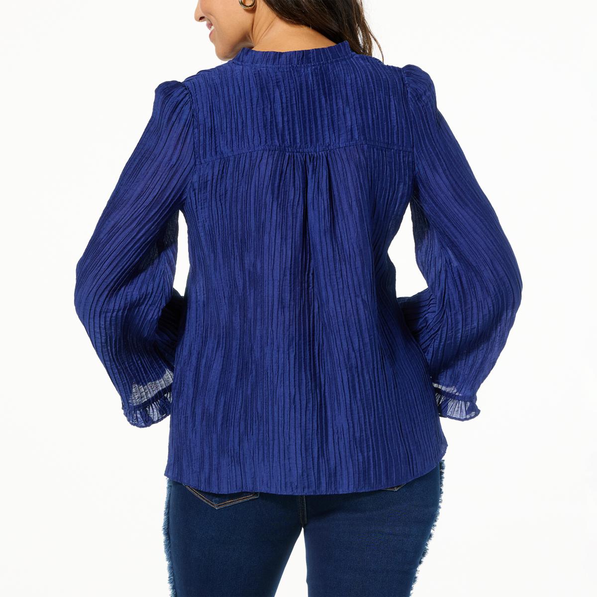 DG2 by Diane Gilman Crinkled Dobby Ruffled Flare Sleeve